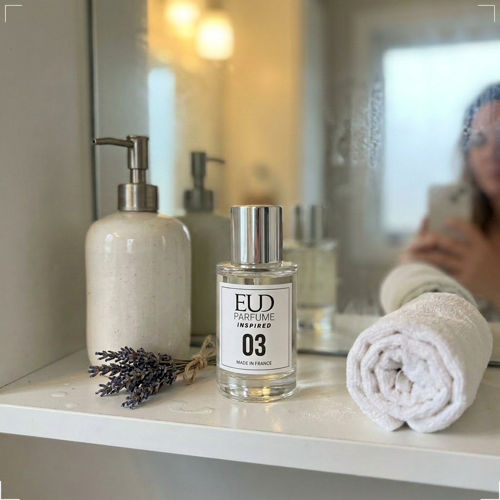 EUD Parfume 02 fotograferet i et autentisk badeværelse